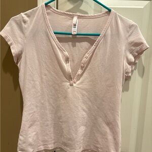 SKIMS Light Pink Short Sleeve V-Neck Tee
